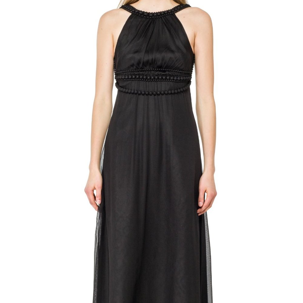 Max Studio | Leon Max Embellished Silk Maxi | Black | Size 12 NWOT